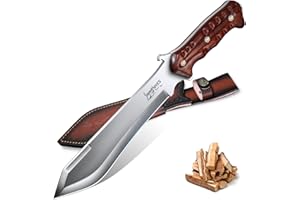Japaknives Machete Scharf Echt Survival Messer aus M390 Stahl Großes Outdoor Messer Full Tang Bushcraft Messer mit 5mm Klingenrücken Jagdmesser Feststehende Klinge Bushmesser für Garten Camping
