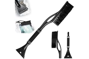Mino Plus Spazzola da Neve Auto,Raschietto Ghiaccio Auto,2 in 1 Raschietto per Ghiaccio con Spazzola da Nev,con Impugnatura Morbida Antiscivolo per Parabrezza e Finestrini Dell'auto (Nero)
