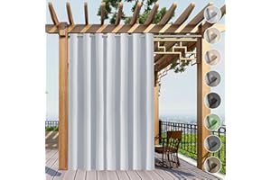Lsjoaw Cortinas Exterior con Trabillas 1 pz 304x213CM Opaca Cortina Cortina de Exterior Impermeable con Anillos Resistente al Viento Cortina para Porch Yarda Puerta corredera Color#1