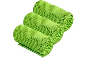 ZoneYan 3 sztuki ręczników chłodzących, zimny ręcznik, chłodzący ręcznik na szyję, zestaw ręczników chłodzących do fitnessu, zielony, 30 cm x 80 cm, szybkoschnący, do biegania, fitnessu, jogi, na plażę, do golfa