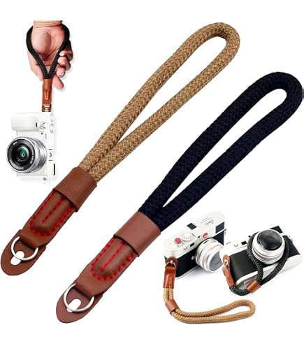 CTNHB Cinturino Da Polso Per Fotocamera In Cotone Bianco Vintage - Adatto A DSLR E Mirrorless - Supporta 1500g - Garanzia 2 Anni - Adattout - 3