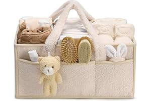 Comioke Porta Pannolini, Borsa Porta Pannolini Organizer, Cestini Portaoggetti Neonato, Cestino con Scomparti e Maniglie - Regalo Neonato, OrganizerPer Neonati,Cestino