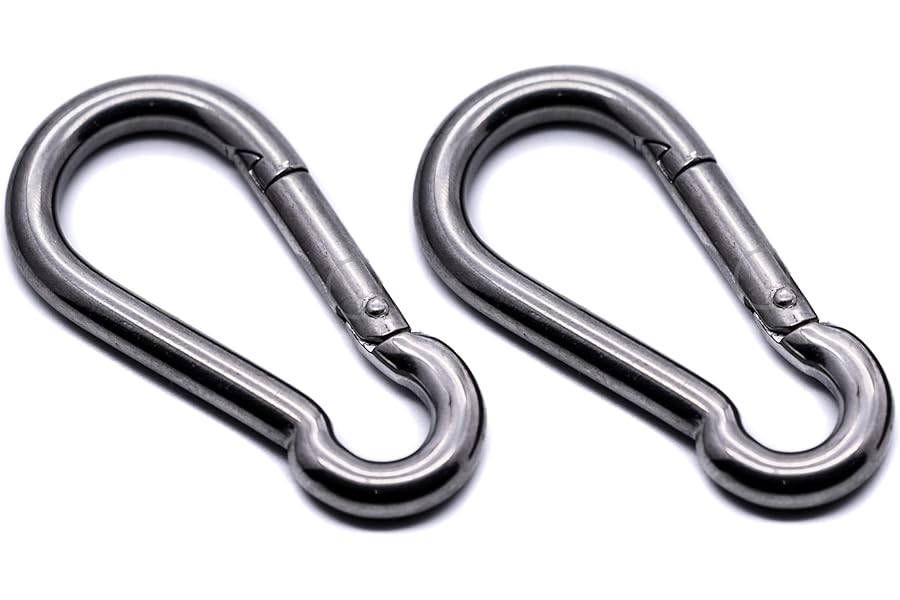 Pack of 2 - Carabiner snap hook 316 A4 stainless steel marine grade 40mm, 50mm, 60mm, 70mm, 80mm, 100mm, 120mm, 140mm