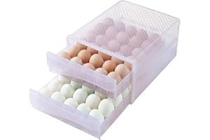 Vebetter Vassoio Per Uova Per Frigorifero, 60 Griglie/Porta Uova a 2 Strati, Porta Uova in Plastica, Cassetto Per Porta Uova da Frigo, Scatola Per Uova Fresche, Ideale per Cucine, Frigoriferi e Picnic