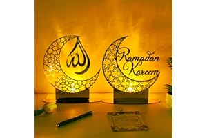 Halcyerdu Ramadan Eid Mubarak Dekoration, Acryl Eid Mubarak Tischdekoration, Ramadan Dekoration LED Lamp, Eid Mubarak Islamischer Muslimischer Dekor für Eid Mubarak LED Geschenk (B)