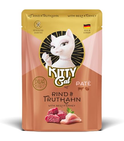 KITTY Cat Paté Wild & Pollame – 6 Confezioni Da 400 G, Cibo Umido Senza Cereali Con Taurina, Olio Di Salmone E Cozze Verdi, Prodotto In Germania