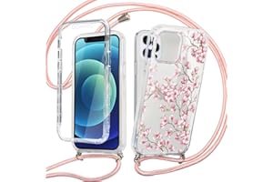 ZhuoFan Schutzhülle mit Lanyard für Samsung Galaxy A22 5G 6,4 Zoll, 360 Grad Necklace Kordel Verstellbar Soft TPU Bumper Design Elegant Ultra Dünn Silikon Hülle für Samsung A22 Hülle (Blumen)