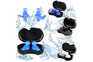 shallyong Tappi Orecchie, Tappa Naso Nuoto, Tappi Orecchie Piscina per Nuoto Bagno, Tappi per Orecchie da Nuoto per Surf, Doccia, Rafting e Sport Acquatici 3 Set