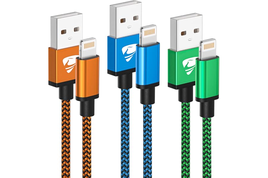 3Pack 2M iPhone Charger Cable, Long iPhone Charging Cable MFi Certified Lightning Cable Fast Charging Cord Braided i Phone Charger Lead USB Cord for Phone 14 13 12 11 Pro Max XS XR 8 7 6 SE, iPad