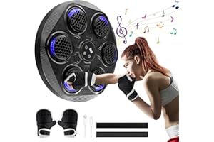 Aofesel Machine de Boxe Musicale, Music Boxing Machine Adulte Blue-Tooth avec Gants, 9 Modes de Vitesse, Cible de Boxe électronique LED, Boxe Mural Musique pour Exercices pour Adultes et Enfants