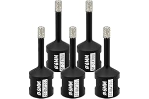 DT-DIATOOL Diamond Drill Bit 5PCS 6mm Hole Saw for Dry Drilling Tile Porcelain Marble Ceramic Granite