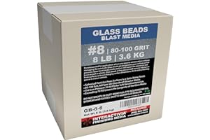 INTERACTIVIA #8 Glass Beads - 8 lb or 3.6 kg - Blasting Abrasive Media (Fine) 80-100 Mesh or Grit - Spec No 8 for Blast Cabinets Or Sand Blasting Guns - Small Beads for Cleaning and Finishing