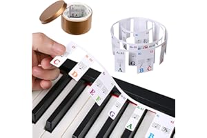 NEWELLSAIL Abnehmbare Klaviertastatur Notenetiketten 88 Tasten in Voller Größe Klavier Keyboard Noten Aufkleber Wiederverwendbare PVC Bunte Klaviertasten-Anleitung mit Box (Regenbogenfarbe)