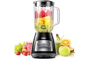 GDOR Blender for Kitchen, 700W Peak Power Smoothie Blender with 1.5L Glass Jug, 6-Leaf Stainless Steel Blades,5 Speed Control for Milkshake,Smoothie,Juice and Ice Drink,Black