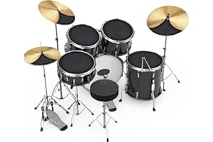 Ejoyous Drum Mute Head Set, 10pcs Drum and Cymbal Mute Pad Set, Drum Silence Mute Practice Pad with Clips, Drumming Mute Silencer Mat Universal 12-22 in 5mm Thickness Rubber Foam Material