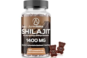‎AUREASALUS Shilajit Gummy Bears, Shilajit Original Himalayan Gummies - High Dose 1400 mg per Daily Dose - Rich in 85+ Minerals, Ayurvedic Herbs, Vegan and Sugar Free, 60 Gummies