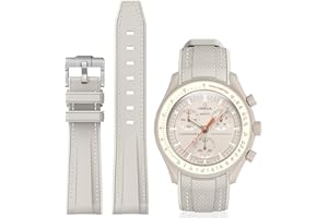BONACE Gebogenes Silikonarmband für Moonswatch, kompatibel mit Omega X Swatch 20 mm Watch, Swatch Omega Moonswatch Speedmaster, Ersatzarmband, keine Lücken, für Damen und Herren