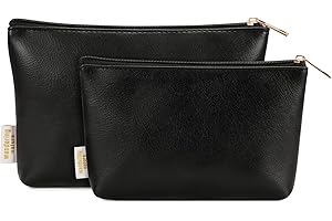 WANDERING NATURE Mała kosmetyczka do torebki, 2 sztuki, mała kosmetyczka do torebki, 2 szt., mała torebka do makijażu, wegańska, skórzana, przenośna, dla kobiet, z zamkiem błyskawicznym (zgłoszona do opatentowania),