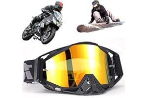 Yoihuqi Gafas Esquí, Gafas Moto Polvo, Gafas Snowboard Espejo, Dirt Bike Off-Road Goggles, Prueba Viento a Prueba de Polvo Gafas, para Bicicletas Montaña, Esquís o Cascos Abiertos