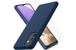 Etui Oureidoo do Samsung Galaxy A32 4G, z 3 szklaną osłoną ekranu, płynnego silikonu, cienkie i lekkie, etui ochronne przed wstrząsami i upadkami, niebieskie