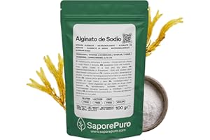 SaporePuro Alginato de Sodio en polvo 100 g – Espesante, Gelificante y Estabilizante Alimentario – Ideal para Cocina Molecular – Sin Gluten