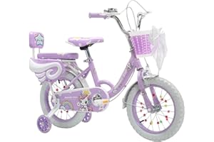 Touch of Venetian 12" 14" 16" Girls Children Bike with Stabilisers Wheels Bell Kids Bike for Ages 2-9 Years Old Pink Bicycle Multiple Colors Bow Pink Purple Unicorn Rainbow