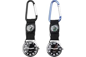 Nizirioo Orologio da Tasca Con Moschettone e Bussola - 2 Pezzi per Infermiere, Donna, Uomo, Ciclisti e Attività All'aperto