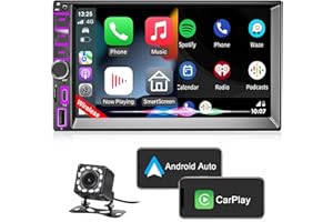 DYWSWINN [Wireless] Autoradio 2 Din with Apple CarPlay and Android Auto, 7 Inch LCD Touchscreen RDS FM/AM Vehicle Radio with Type-C Phone Charge,Bluetooth, Mirror-Link, Waterproof Backup Camera, Audio Receiver