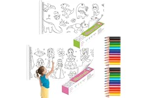 DAJASD 2 Stück Schneidbare Zeichenrolle für Kinder, Malrolle Für Kinder, Malpapier-Rolle für Kinder, mit 24 Buntstiften, Children's Drawing Roll, Graffy Roll zum Ausmalen, für Kinder Malen Graffiti