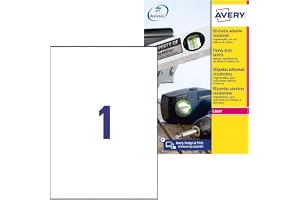 AVERY Zweckform L4775-8 väderbeständiga foliemtiketter (8 självhäftande etiketter, 210 x 297 mm på A4, extremt starkt självhä