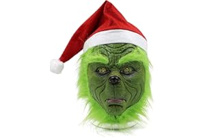 PINBLAMA 2022 Halloween Cosplay Costume Grinch Mask [Premium Latex], Christmas Party Props Latex Funny Mask for Adults