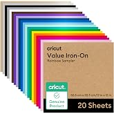 Cricut Iron-on Vinyl - 20 Sheets for Crafts - 30.5 cm x 30.5 cm (12" x 12") - Textile Vinyl for Clothing