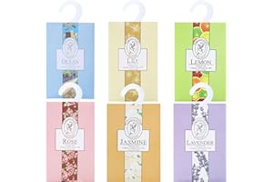 CXAFQ 6 sztuk wiszących saszetek zapachowych, odświeżaczy do garderoby, saszetka dezodorant, 6 różnych zapachów, zapach do domu, do szuflady, ubrań, biura, pokoju, garderoby, samochodów