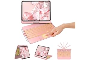 KBCASE Clavier pour iPad 10/11Ème Génération (A16 11 Pouces 2025/10.9 Pouces 2022) 360 Flip Clavier sans Fil Bluetooth avec Multi-Touch Trackpad & éclairage Coloré à 7 Couleurs pour iPad A16 11/10 ème