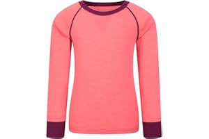 Mountain Warehouse Merino Kids Round Neck Thermal Baselayer Top – Long Sleeve, Lightweight, Antibacterial, Breathable & Quick Dry T-Shirt - Travelling & Outdoors