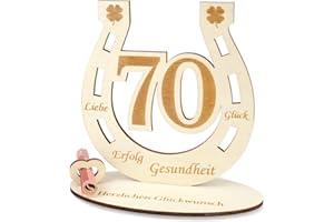 ARTREE Geldgeschenk 70 Geburtstag Frauen & Männer – Holz Hufeisen Deko als Glücksbringer – Geschenkidee für Jubiläum, Geburtstag & Hochzeitstag