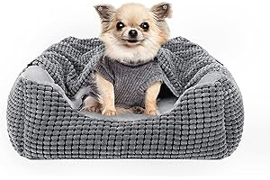 JOEJOY Rectangle Dog Bed Warm Hooded Puppy Bed for Large Medium Small Dogs, Luxury Super Soft Pet Cave Bed Small Washable, Fits Up To 20/30/40/60lbs Pets