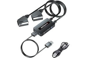 PARUIEN Convertidor 2 x Scart a HDMI con Interruptor de Salida 720P/1080P, Convertidor Dos Euroconector a HDMI, Duales Scart a HDMI Compatible con VHS/DVD/STB