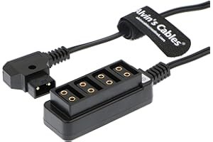 Alvin's Cables Dtap Verteiler D-Tap Splitter D-Tap-Stecker auf 4-Port-Dtap-Buchse Stromkabel für V-Mount-Kamera Batterie P-Tap-Power-Hub 60cm| 23,6 Zoll