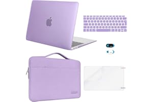 MOSISO Etui ochronne, kompatybilne z MacBook Air 13", 2022/2021, 2020, 2019, 2018, A2337, M1, A2179, A1932, plastikowa, twarda obudowa, aktówka, ochrona klawiatury, ochrona wyświetlacza i kamery internetowej, jasny fiolet