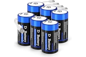 WOWPOWER USB D Lithium Battery,1.5V USB D Cell Batteries Rechargeable Batteries Quick Charge in 2 Hours With Type C Charging Cable(6 Pack)
