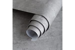 JSEVEM 60cm×5m Light Grey Concrete Effect Wallpaper Peel and Stick Industrial Self Adhesive Vinyl Wrap Roll Matte Cement Contact Paper Kitchen Worktop Covering Walls Paper Sticky Back Plastic Cabinet Sticker