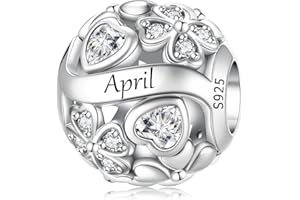 LNQOBU Birthstone Charms do bransoletek Pandora, srebro wysokiej próby 925, zawieszka w kształcie serca w kształcie serca, prezent urodzinowy dla kobiet