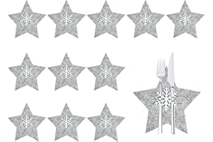 DEREINE 12 Pcs Soporte para Cubiertos Navideños, Bolsa para Cubiertos Navidad, Bolsita para Cubiertos de Navidad, para Decoración Mesa de Navidad