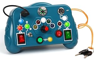 LYUET Busy Board, Montessori Toys, LED Busy Board for Toddlers, Light up Sensory Toys With 8 Switches and 12 LED Lights, Gifts Toys for Babies Boys and Girls