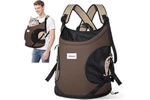 ALLSOPETS Dog Carrier Backpack, Portable Pet Travel Bag for Cats and Small Dogs with Safety Strap, Breathable and Secure for Hiking Travel and Motorcycle Rides (Cocoa Brown)