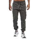 VMSUCIJ Men's Casual Elastic Sports Trousers Long Pants with Pockets Cotton Sports Trousers
