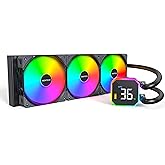 MONTECH HyperFlow Dijital 360 CPU Sıvı Soğutucu, 3100 RPM Pompalı 360 mm AIO, 3&times;120 mm E28 ARGB Fanlar, Ger&ccedil;ek Zamanlı Dijita