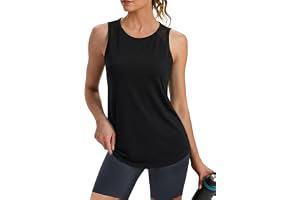 Crewhpo Workout Tank Tops for Women Gym Yoga Top Sleeveless Athletic Running Sports Vest Mesh Back Breathable Activewear Shir