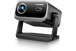 PUTRIMS Beamer【Elektrischer Fokus/Auto Trapezkorrektur】 WiFi Bluetooth Tragbarer Mini Projektor Full HD, staubdichter LED Beamer 145° Drehbarer 50% Zoom für Heimkino/Outdoor Handy Projecktor